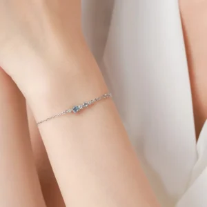 Pulseira Elegance Zircônias Azuis e Brancas em Prata 925